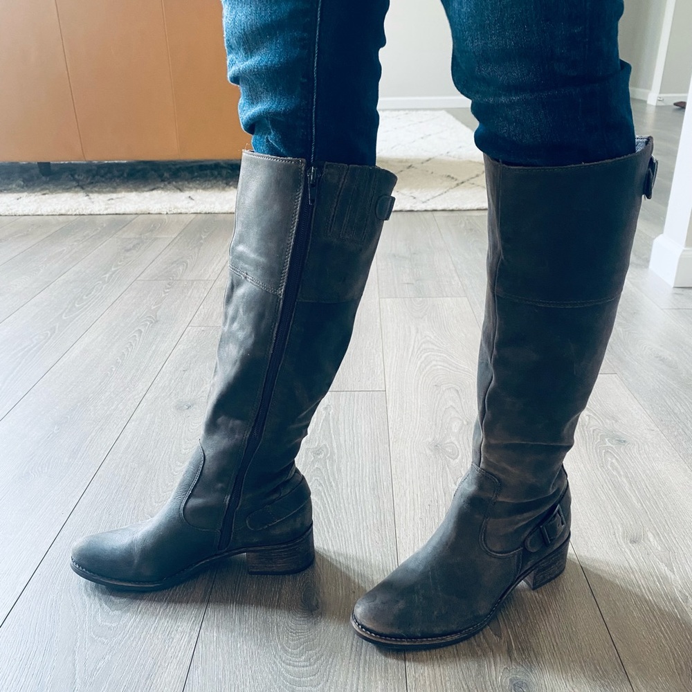Brazilian Leather Gray Tall Boots